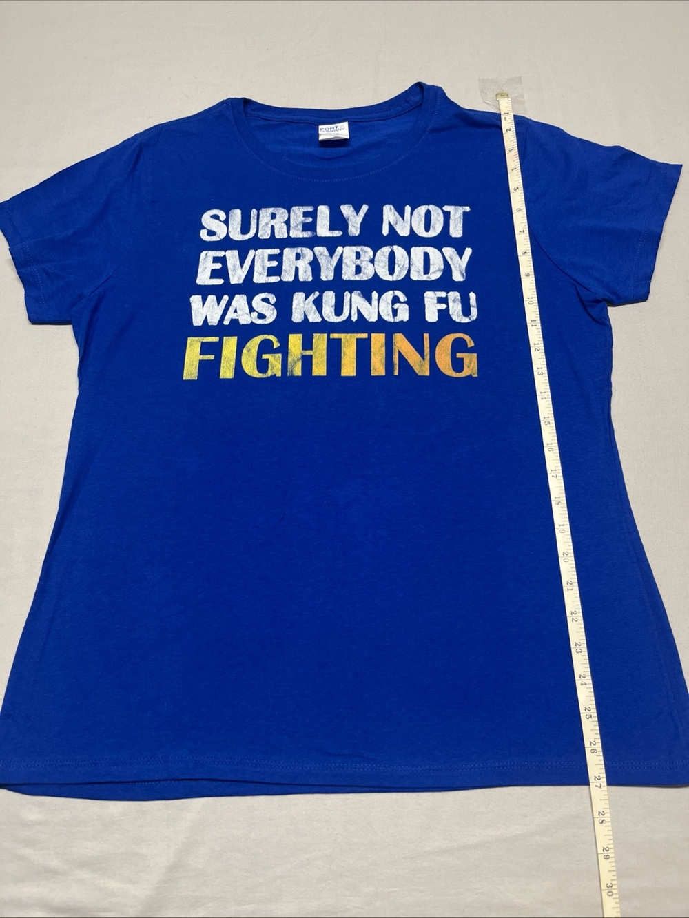 Port and Company Blue Short Sleeve Tee with Gold Print